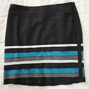 White House Black Market Women's Black White Blue Striped Pencil Skirt Size 6